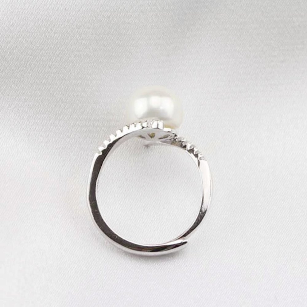 Sweet Beautiful Pearl CZ Twisted Anillos Elegant Silver Ring for Women, VIP562 - Picture 5 of 6